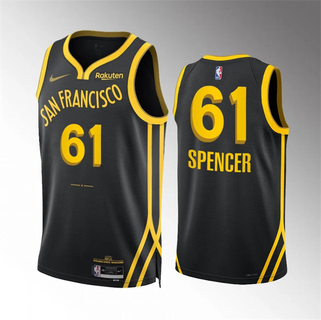 Personalized Men’s Golden State Warriors #61 Pat Spencer Black 2023 24 City Edition Stitched Basketball Jersey