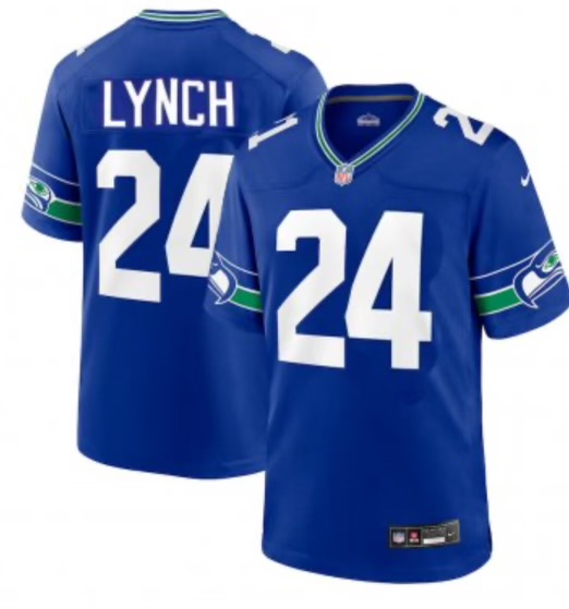 Personalized Men’s Seattle Seahawks #24 Marshawn Lynch 2023 F.U.S.E. Throwback Limited Stitched Football Jersey