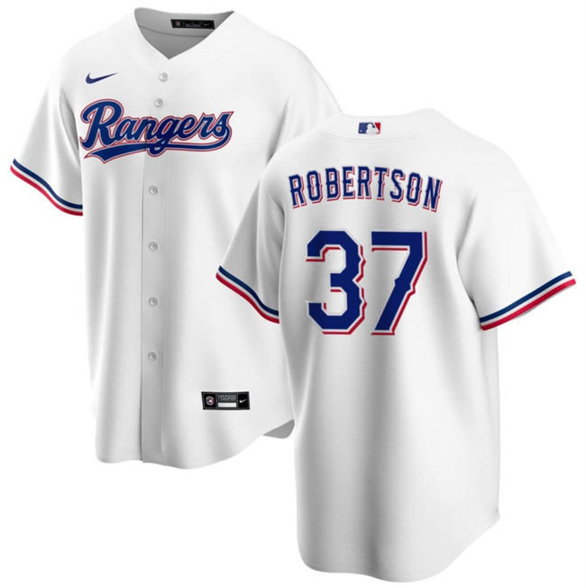 Personalized Men’s Texas Rangers #37 David Robertson White Cool Base Stitched Baseball Jersey