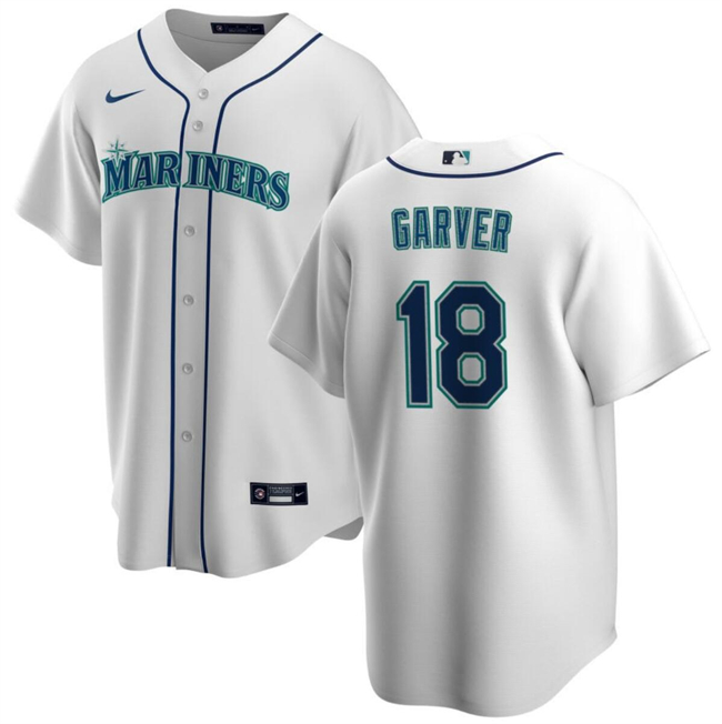 Personalized Men’s Seattle Mariners #18 Mitch Garver White Cool Base Stitched Jersey