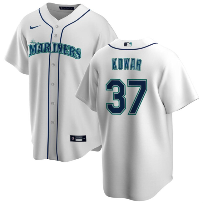 Personalized Men’s Seattle Mariners #37 Jackson Kowar White Cool Base Stitched Jersey