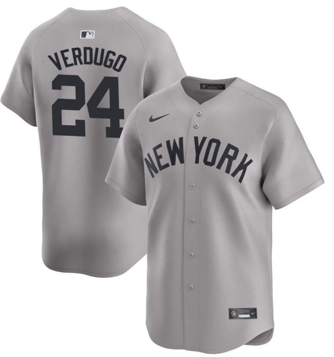 Personalized Men’s New York Yankees #24 Alex Verdugo Gray 2024 Away Limited Cool Base Stitched Baseball Jersey