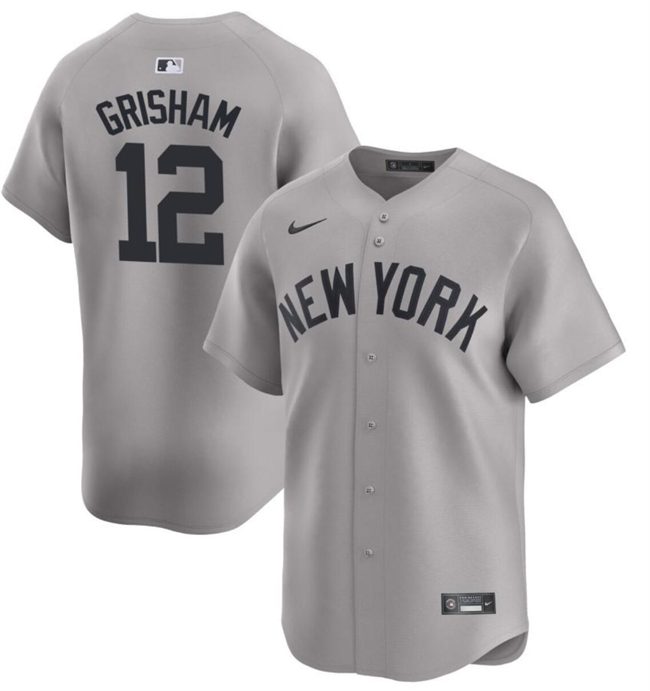 Personalized Men’s New York Yankees #12 Trent Grisham Gray 2024 Away Limited Cool Base Stitched Baseball Jersey