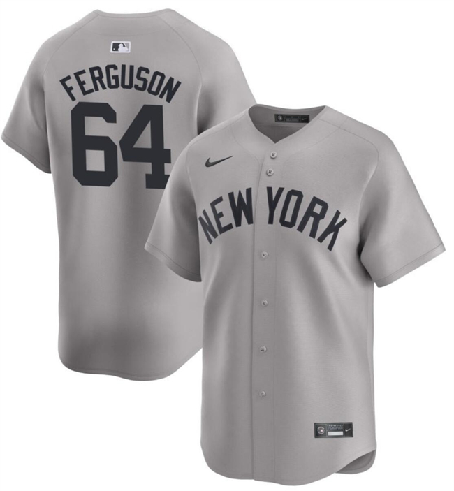 Personalized Men’s New York Yankees #64 Caleb Ferguson Gray 2024 Away Limited Cool Base Stitched Baseball Jersey