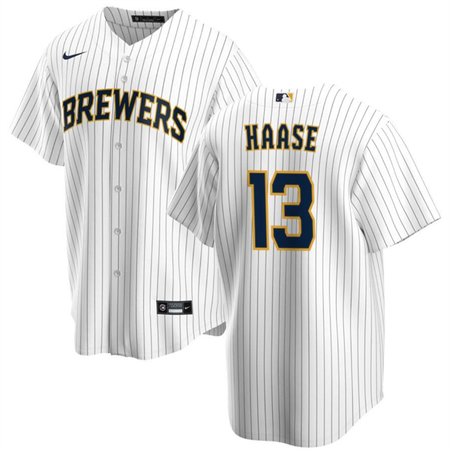 Personalized Men’s Milwaukee Brewers #13 Eric Haase White Cool Base Stitched Jersey