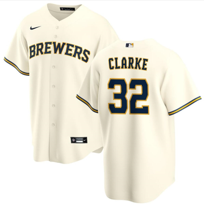 Personalized Men’s Milwaukee Brewers #32 Taylor Clarke Cream Cool Base Stitched Jersey