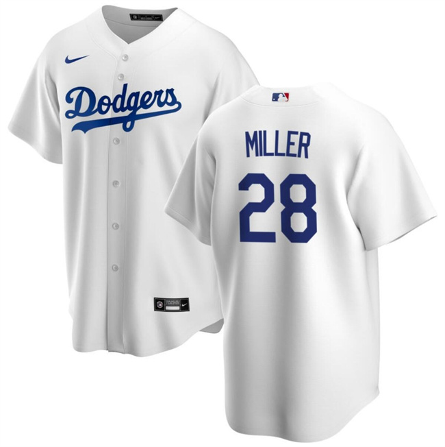 Personalized Men’s Men’s Los Angeles Dodgers #28 Bobby Miller White Cool Base Stitched Baseball Jersey