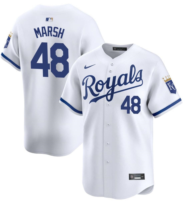 Personalized Men’s Kansas City Royals #48 Alec Marsh White 2024 Cool Base Home Limited Stitched Baseball Jersey