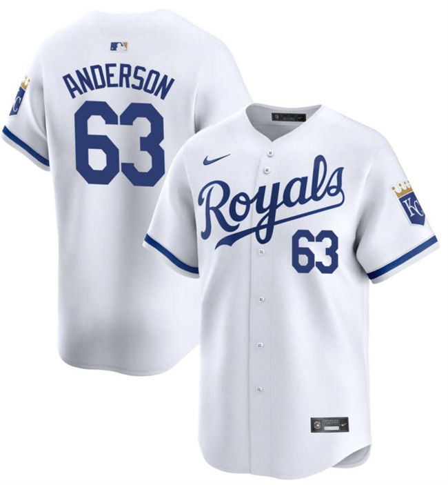 Personalized Men’s Kansas City Royals #63 Nick Anderson White 2024 Home Limited Cool Base Stitched Baseball Jersey