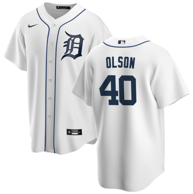 Personalized Men’s Detroit Tigers #40 Reese Olson White Cool Base Stitched Baseball Jersey
