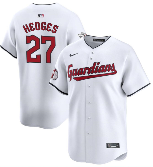 Personalized Men’s Cleveland Guardians #27 Austin Hedges White Cool Base Stitched Baseball Jersey