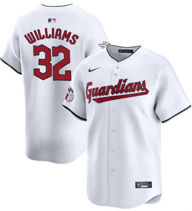 Personalized Men’s Cleveland Guardians #32 Gavin Williams White Cool Base Stitched Baseball Jersey