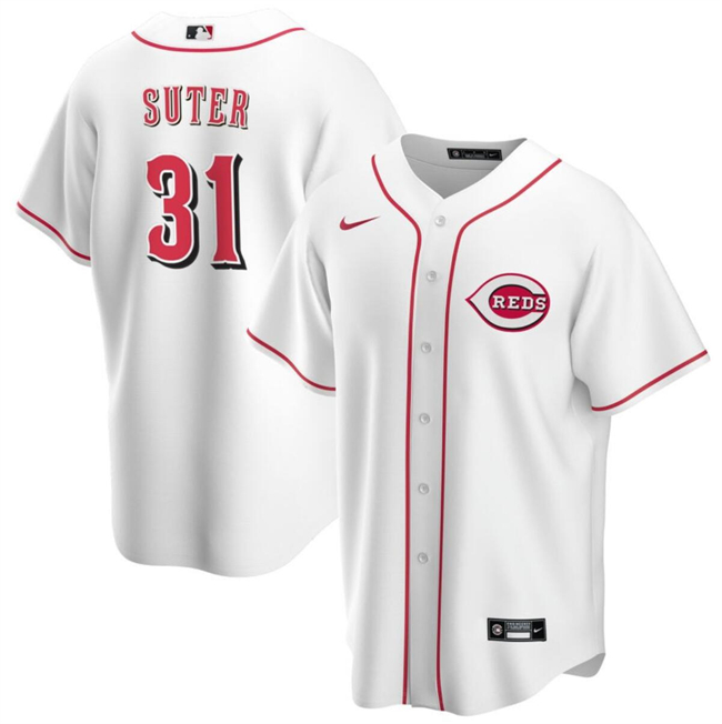 Personalized Men’s Cincinnati Reds #31 Brent Suter White Cool Base Stitched Baseball Jersey