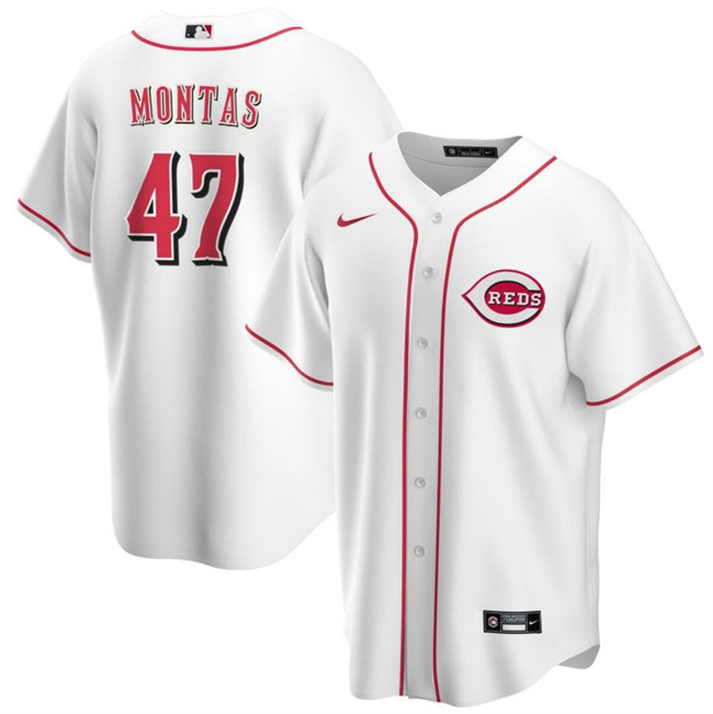 Personalized Men’s Cincinnati Reds #47 Frankie Montas White Cool Base Stitched Baseball Jersey
