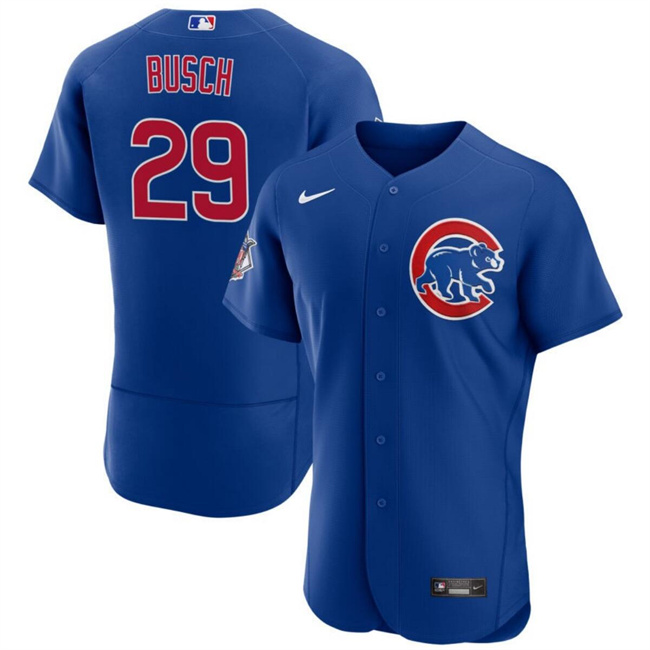 Personalized Men’s Chicago Cubs #29 Michael Busch Blue Flex Base Stitched Baseball Jersey