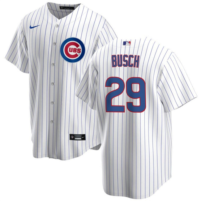 Personalized Men’s Chicago Cubs #29 Michael Busch White Cool Base Stitched Baseball Jersey