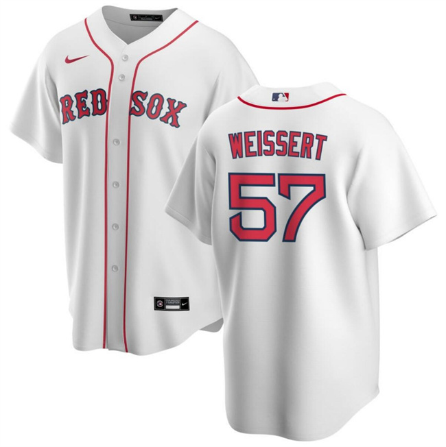 Personalized Men’s Boston Red Sox #57 Greg Weissert White Cool Base Stitched Baseball Jersey