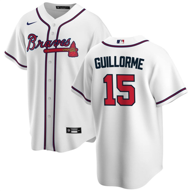 Personalized Men’s Atlanta Braves #15 Luis Guillorme White Cool Base Stitched Baseball Jersey