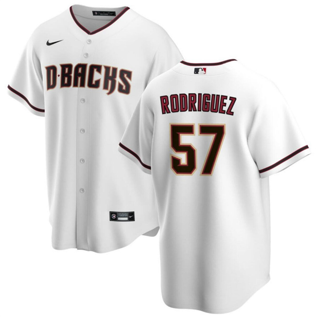 Personalized Men’s Arizona Diamondbacks #57 Eduardo Rodriguez White Cool Base Stitched Baseball Jersey