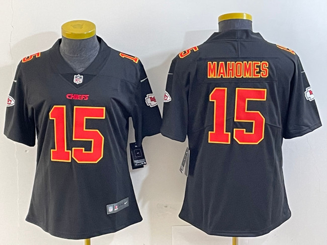 Personalized Women’s Kansas City Chiefs #15 Patrick Mahomes Black Untouchable Limited Stitched Football Jersey(Run Small)