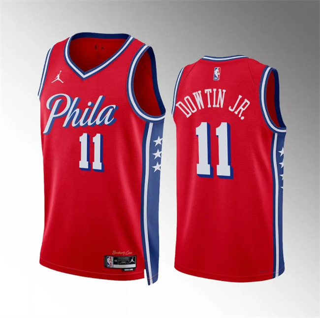 Personalized Men’s Philadelphia 76ers #11 Jeff Dowtin Jr Red Statement Edition Stitched Jersey