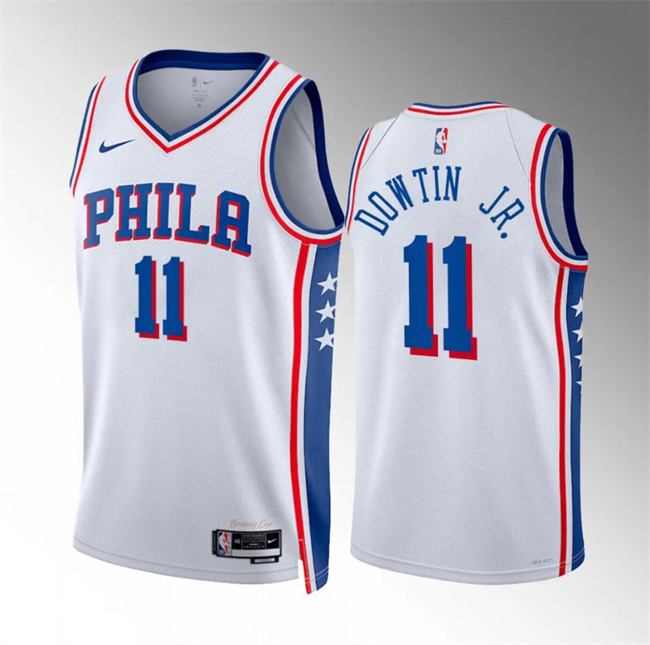 Personalized Men’s Philadelphia 76ers #11 Jeff Dowtin Jr White Association Edition Stitched Jersey