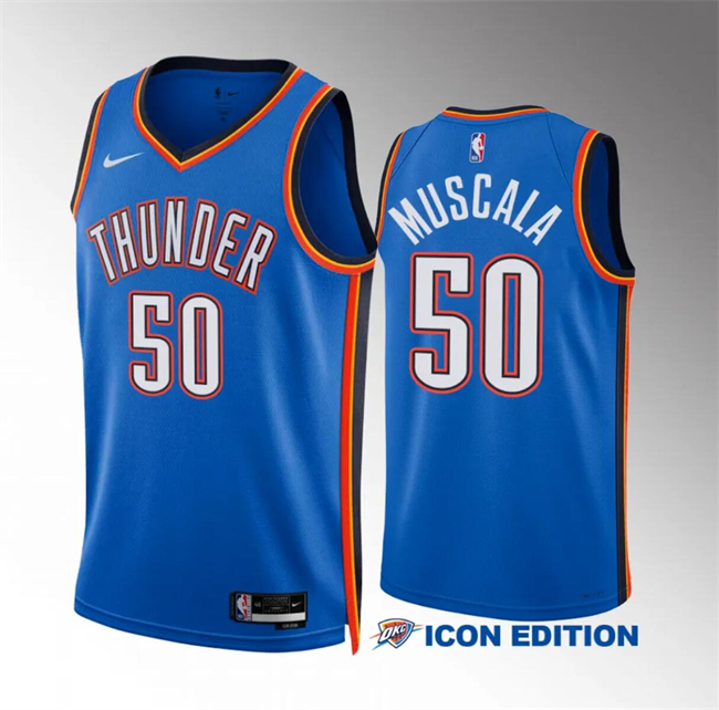 Personalized Men’s Oklahoma City Thunder #50 Mike Muscala Blue Icon Edition Stitched Basketball Jersey