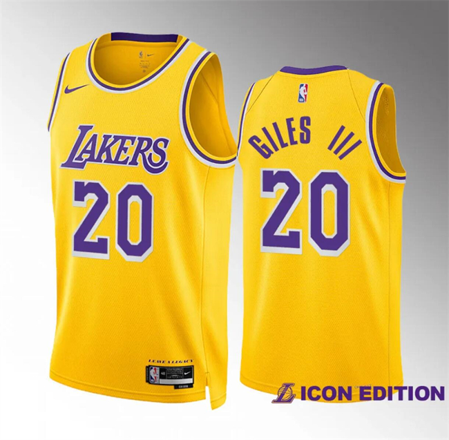 Personalized Men’s Los Angeles Lakers #20 Harry Giles Iii Yellow Icon Edition Stitched Basketball Jersey