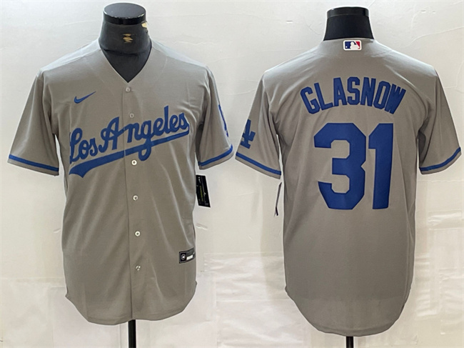 Personalized Men’s Los Angeles Dodgers #31 Tyler Glasnow Grey Cool Base Stitched Baseball Jersey