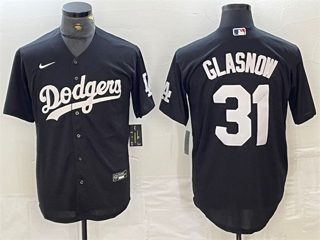 Personalized Men’s Los Angeles Dodgers #31 Tyler Glasnow Black Cool Base Stitched Baseball Jersey