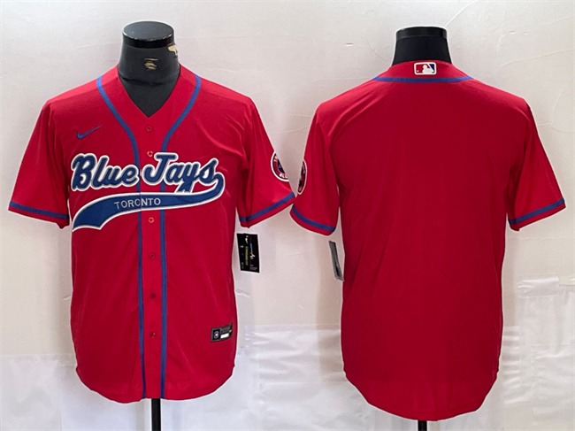 Personalized Men’s Toronto Blue Jays Blank Red Cool Base Stitched Baseball Jersey
