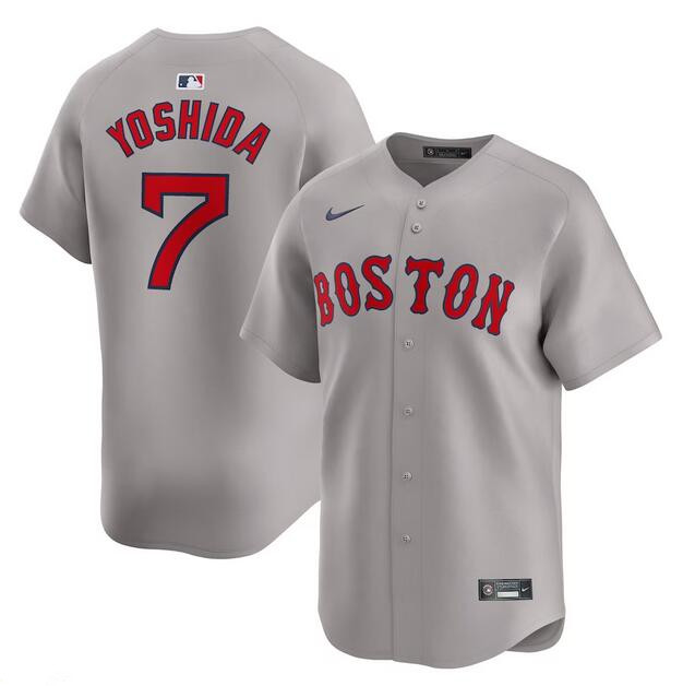 Personalized Men’s Boston Red Sox #7 Masataka Yoshida Gray 2024 Away Limited Cool Base Stitched Baseball Jersey