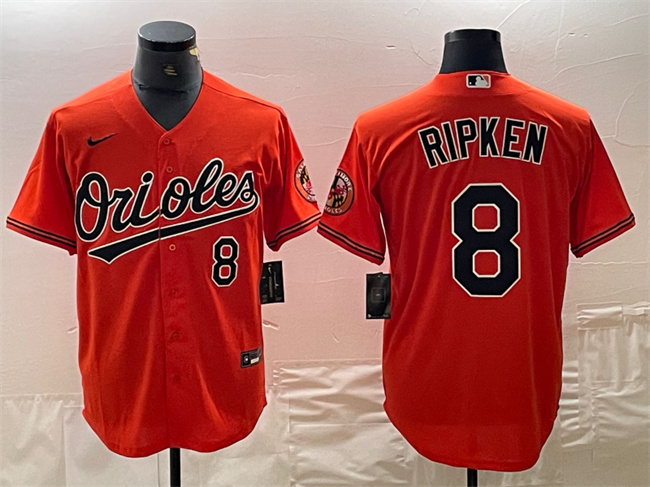 Personalized Men’s Baltimore Orioles #8 Cal Ripken Jr. Orange Cool Base Stitched Jersey