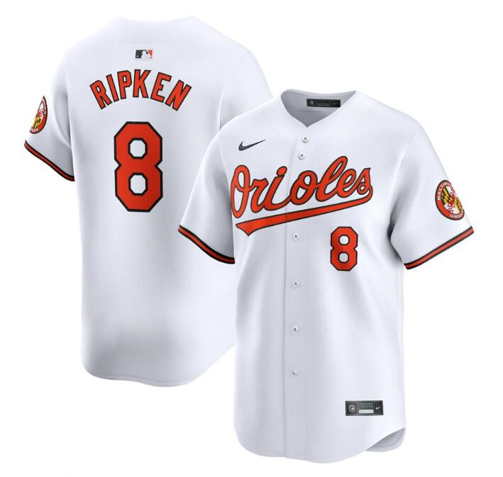 Personalized Men’s Baltimore Orioles #8 Cal Ripken Jr. White 2024 Home Limited Cool Base Stitched Baseball Jersey