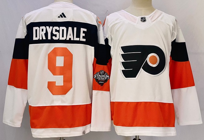 Personalized Men’s Philadelphia Flyers #9 Jamie Drysdale White 2023-2024 Stadium Series Stitched Jersey