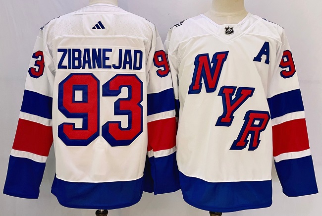 Personalized Men’s New York Rangers #93 Mika Zibanejad White 2023-2024 Stadium Series Stitched Jersey
