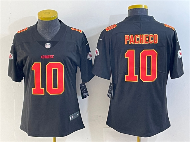 Personalized Women’s Kansas City Chiefs #10 Isiah Pacheco Black Untouchable Limited Stitched