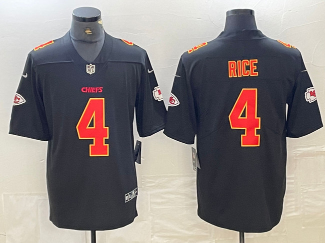Personalized Men’s Kansas City Chiefs #4 Rashee Rice Black Untouchable Limited Stitched Football Jersey