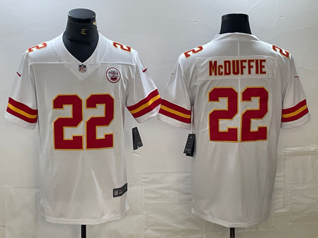 Personalized Men’s Kansas City Chiefs #22 Trent McDuffie White Untouchable Limited Stitched Football Jersey