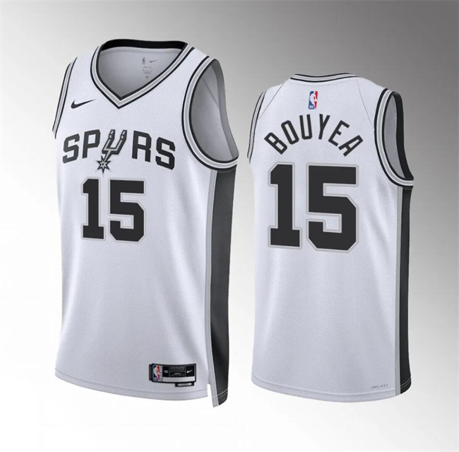 Personalized Men’s San Antonio Spurs #15 Jamaree Bouyea White Association Edition Stitched Basketball Jersey