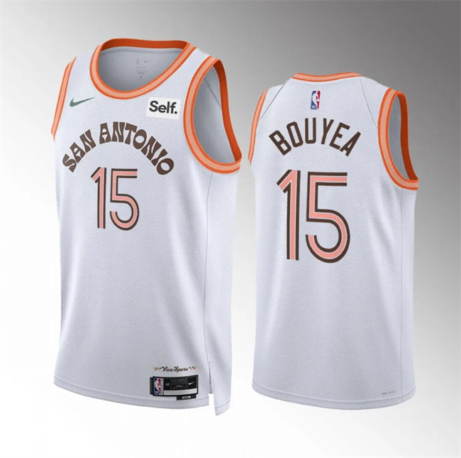Personalized Men’s San Antonio Spurs #15 Jamaree Bouyea White 2023 24 City Edition Stitched Basketball Jersey