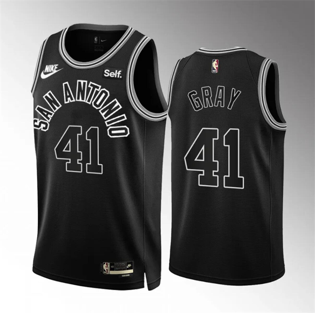 Personalized Men’s San Antonio Spurs #41 Raiquan Gray 2022 23 Black Classic Edition Stitched Basketball Jersey