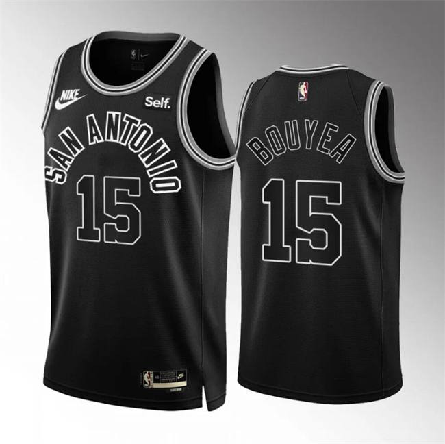Personalized Men’s San Antonio Spurs #15 Jamaree Bouyea 2022 23 Black Classic Edition Stitched Basketball Jersey