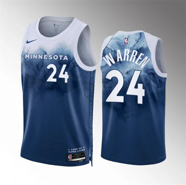 Personalized Men’s Minnesota Timberwolves #24 Tj Warren Blue 2023 24 City Edition Stitched Jersey