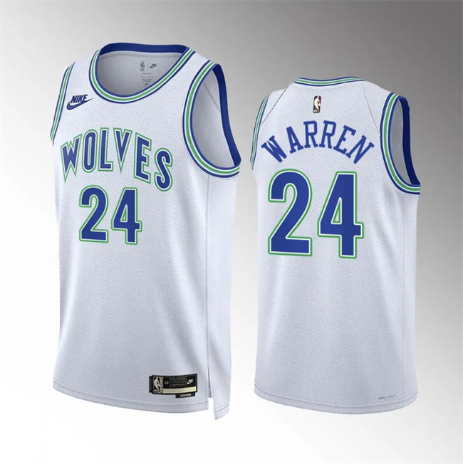 Personalized Men’s Minnesota Timberwolves #24 Tj Warren White 2023 24 Classic Edition Stitched Jersey
