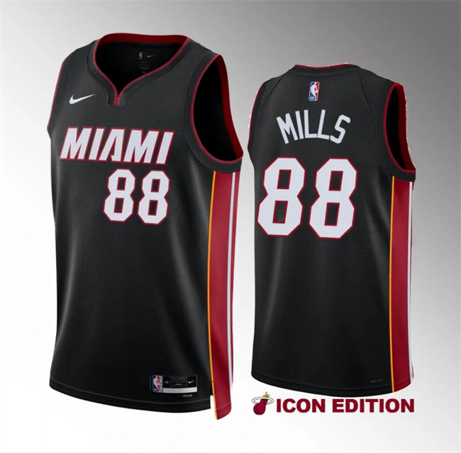 Personalized Men’s Miami Heat #88 Patrick Mills Black Icon Edition Stitched Basketball Jersey