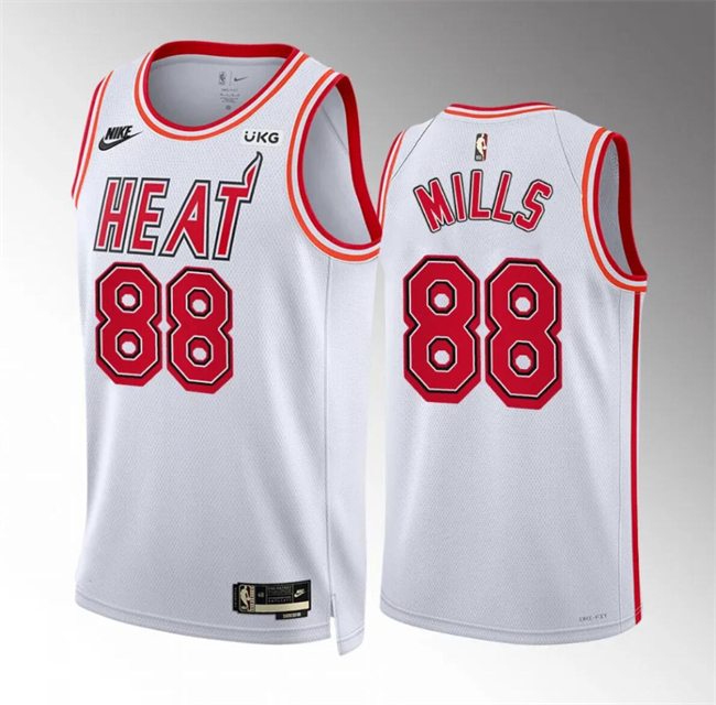 Personalized Men’s Miami Heat #88 Patrick Mills White Classic Edition Stitched Basketball Jersey