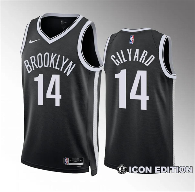 Personalized Men’s Brooklyn Nets #14 Jacob Gilyard Black Icon Edition Stitched Basketball Jersey