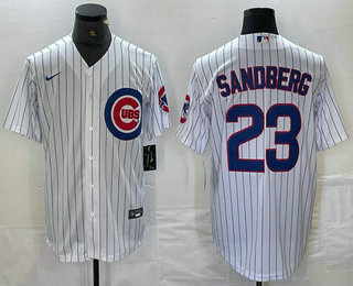 Personalized Men’s Chicago Cubs #23 Ryne Sandberg White Stitched Cool Base Jersey