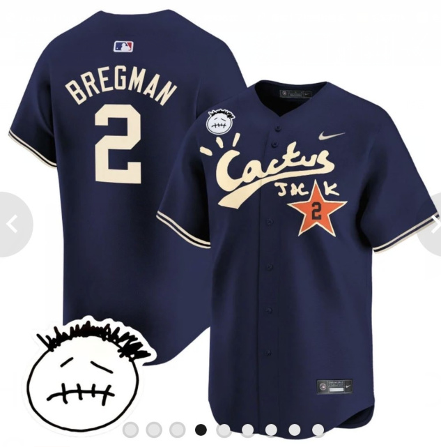 Personalized Men’s Houston Astros #2 Bregman Cactus Jack Premier Limited Stitched Navy Baseball Jersey